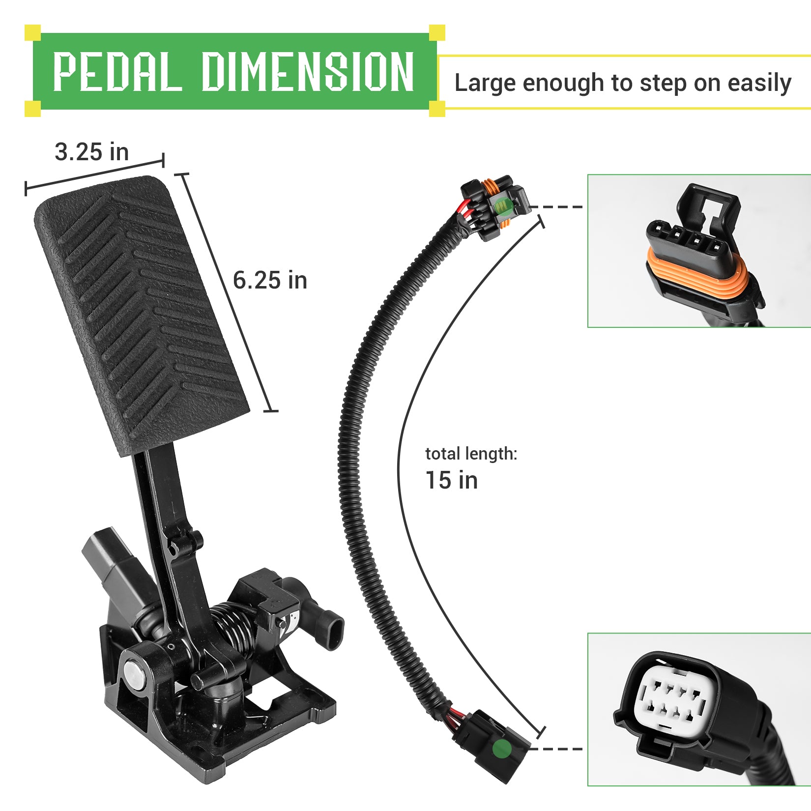 Drive-up EZGO Accelerator Pedal Assembly Suitable for RXV and 2FIVE Electric Golf Carts, Accelerator Pedal Assembly with Adapter Wiring Cable, Replace OEM 604692, 610315, 671889, 638180, 613109, 613143