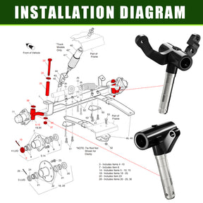 Drive-up Golf Cart Spindle Deluxe Front End Repair Kit, Spindle Assembly Include Passenger Side & Driver Side, Fit for EZGO PDS/TXT 2001.6-Up Electric & Gas Golf Cart, OEM #70673-G02, 70942-G02