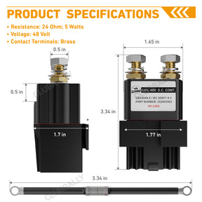 Drive-up 48 Volt OEM Solenoid with Resistance for Club Car New Model DS & Precedent & Tempo, OEM #102865901, 1014947