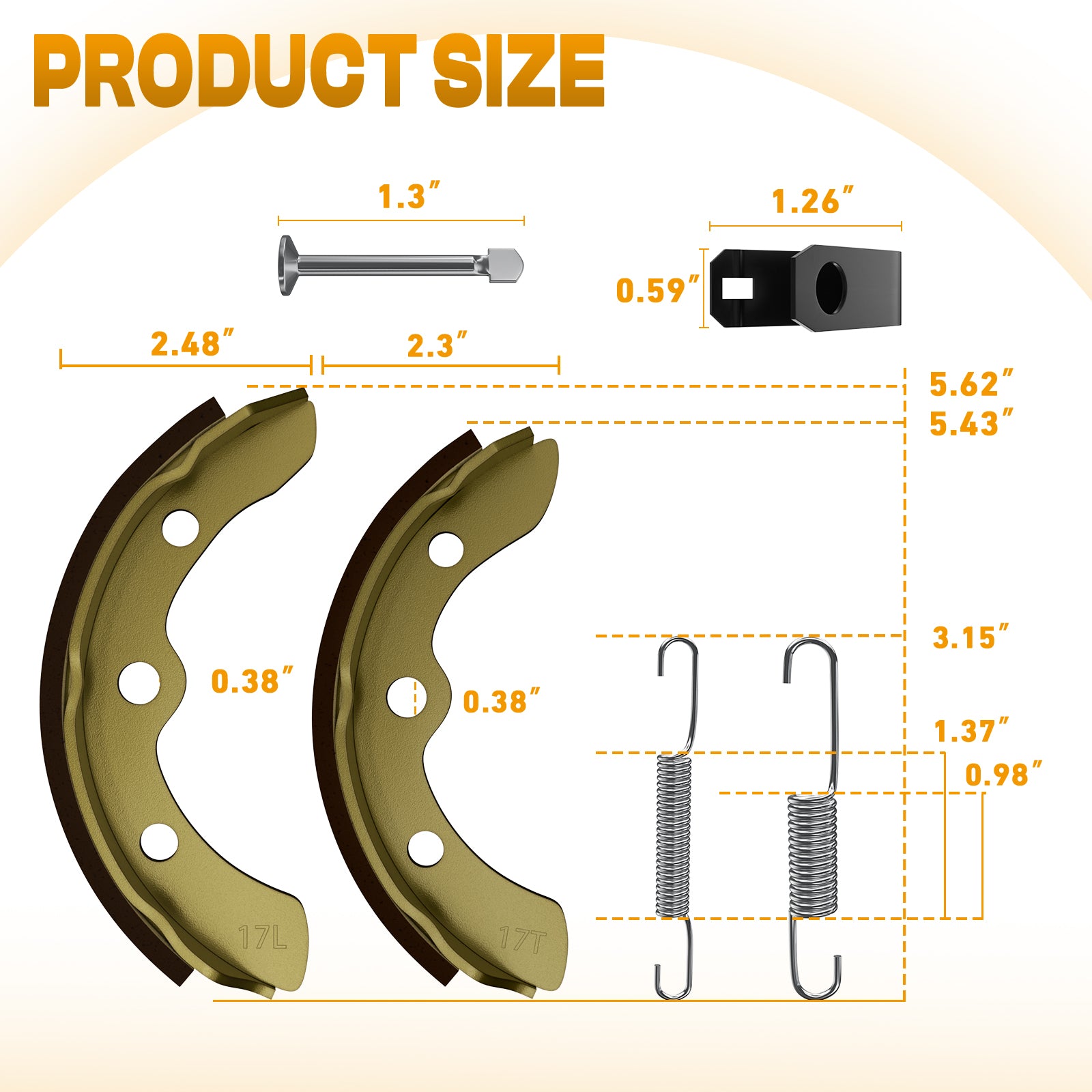 Drive-up Golf Cart Brake Shoes Spring Kit for Club Car 1995-Up DS and Precedent/Brake Shoes Kit for 1995-Up Club Car DS & Precedent and 2018-Up Tempo, OEM #1018232-01, 1018163-01