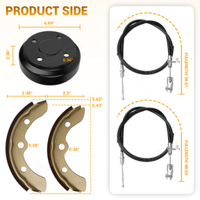 Drive-up Deluxe Brake Golf Cart Maintenance Kit for Club Car Precedent 2004 UP & Tempo-Contain Brake Drum/Hub,Brake Cables & Brake Shoes