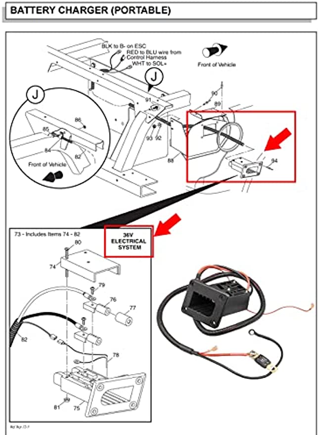 36V Powerwise Charger Receptacle for EZGO TXT Medalist Electric Golf Carts DRIVE-UP