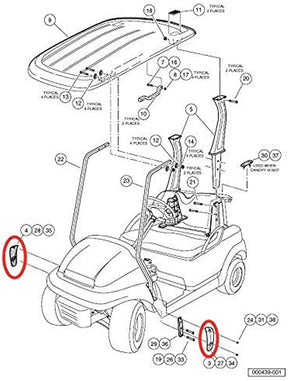 Club Car Precedent Front Canopy Support Cover 2004-UP and 2018-up Tempo Passenger and Driver DRIVE-UP