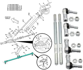 2 Pack Golf Cart Tie Rod Assembly for EZGO TXT DRIVE-UP