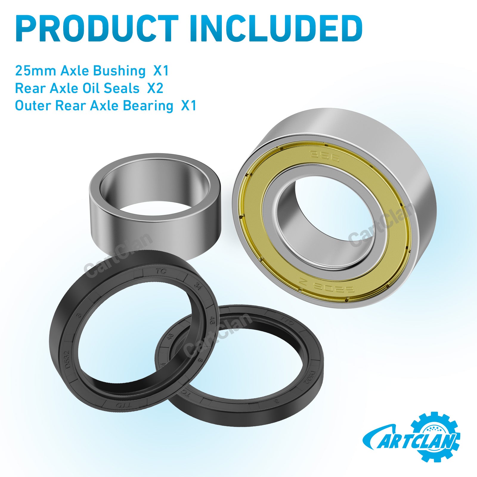 Drive-up Rear Axle Bearing Bushing & Oil Seal Kit for Club Car DS & Precedent 1986-2014 Electric Golf Cart OEM 1011291 1014207 1013794