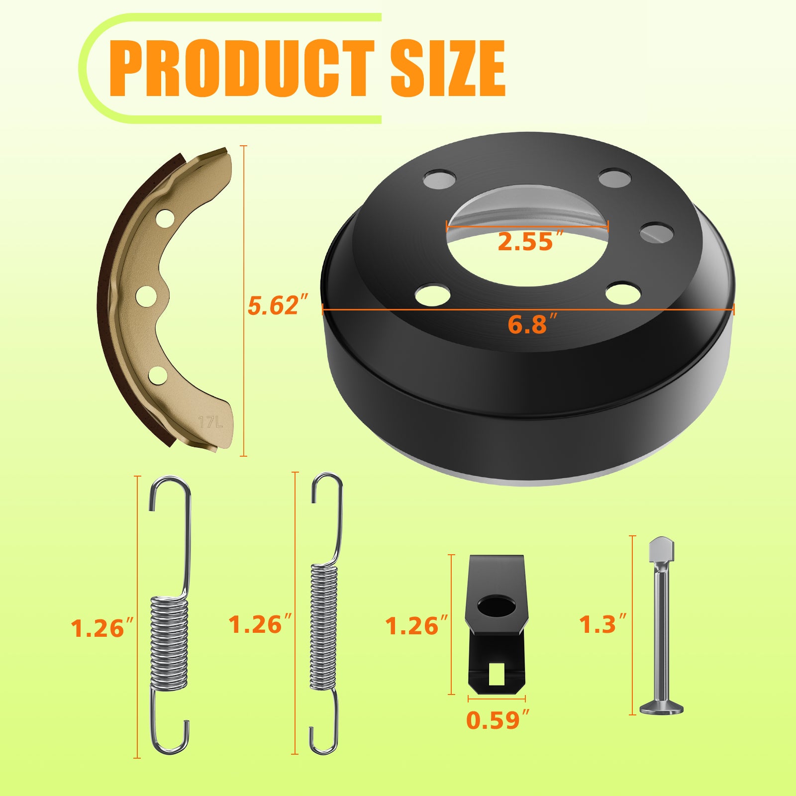 Drive-up Golf Cart Brake Drum/Hub and Brake Shoes Spring Kit Fits Club Car DS 1981-1994 4263,1011137 101146302 101816301