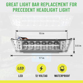 Drive-up Golf Cart LED Headlight Bar for Club Car Precedent 2004-Up with Front Head Light Electric and Gas Models, 12V Front Replace Head Light Bar Replaces OEM 102524801,1025248-01