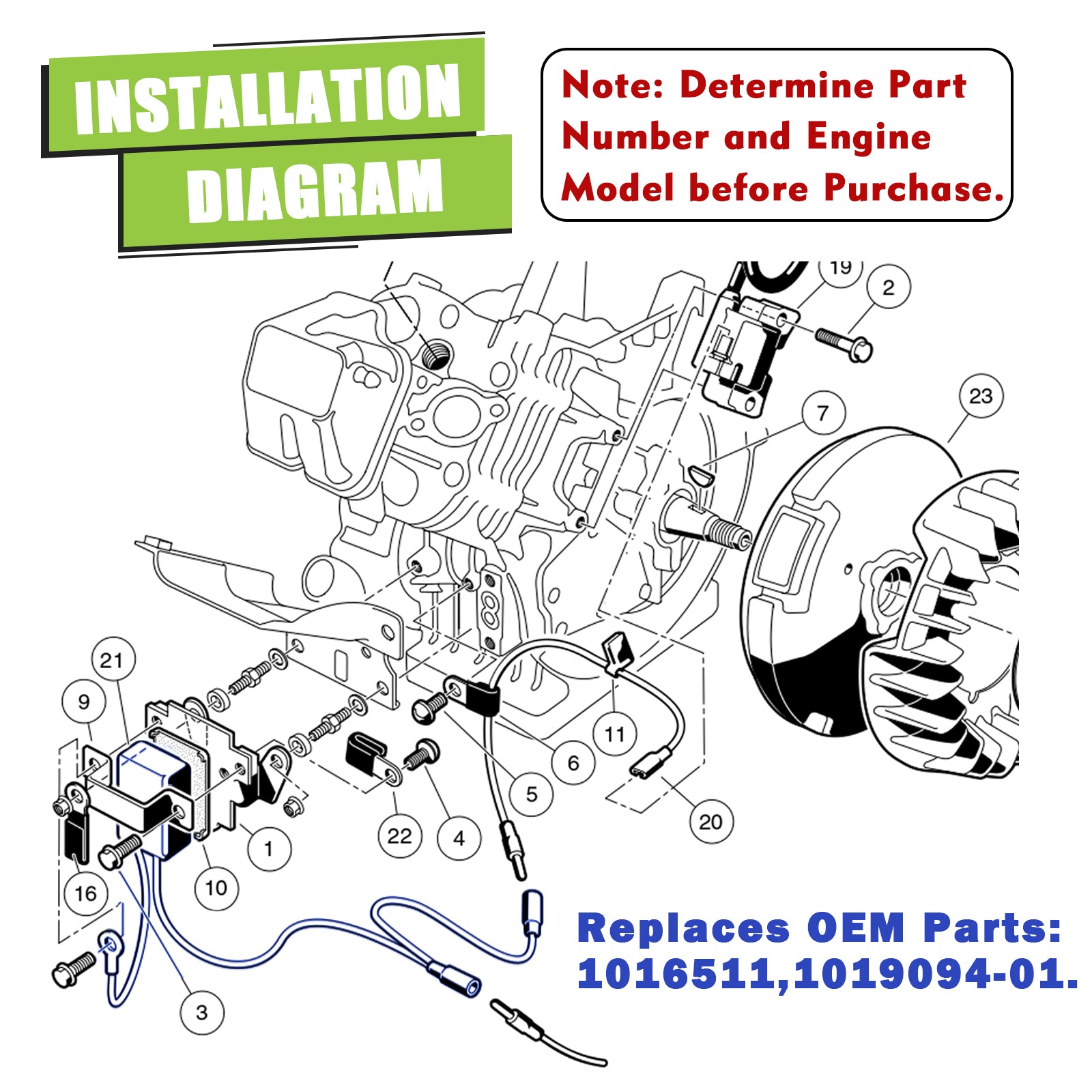 Drive-up RPM REV Limiter for Club Car 1992-Up DS and Precedent Gas Golf Cart FE290 FE350, Replace Part NO. 1016511, 1019094-01