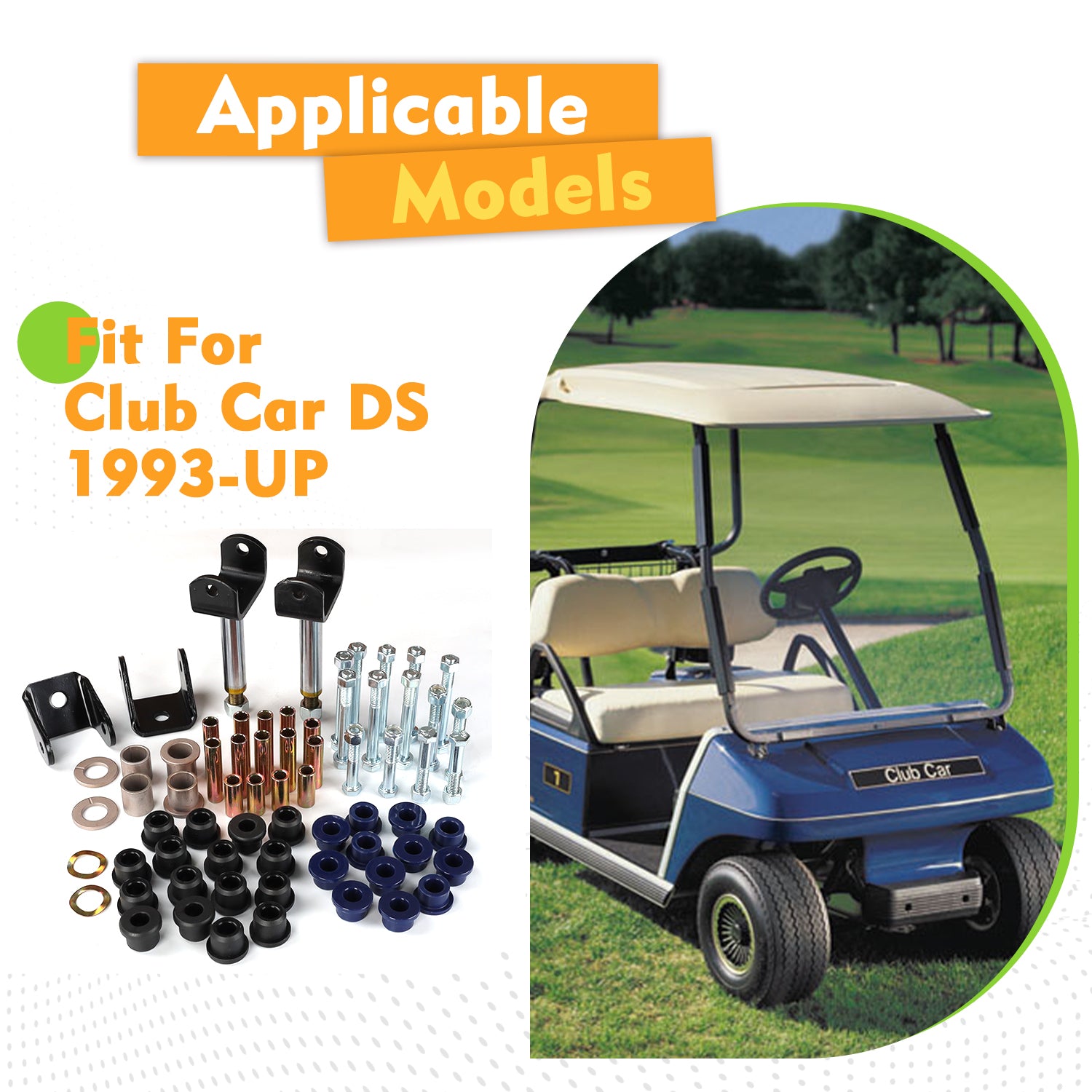 Club Car DS Deluxe Golf Cart Front and Rear End Repair Bushing Kits 1993 up