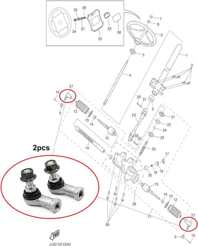 Panglong Outer Tie Rod End, Applicable to 2003-Up Yamaha Gas and Electric G22&G29 Golf Cart, Replace OEM #JU0-F3841-00 2 Packs