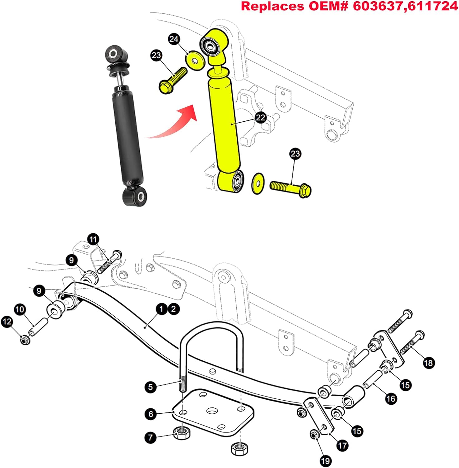 Drive-up Rear Shock Absorbers for EZGO RXV Golf Cart Gas Electric Models 2008-2013.2,Replaces 603637 611724