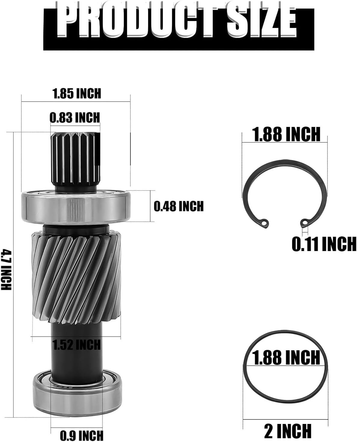 Golf Cart Input Shaft Kit, Include Clasp Spring, O-Ring Seal, Fit for EZGO Marathon 1988-1990, TXT 1994-Up Electric Models, OEM#26926-G01, 26926G01, 612556