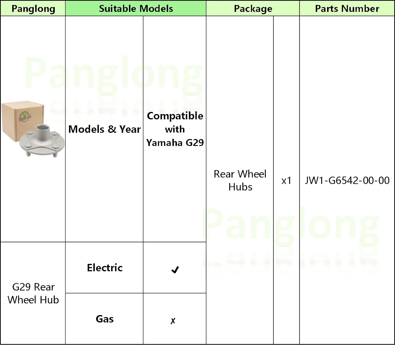 Panglong Yamaha G29 Golf Cart Rear Wheel Hub Part G29 Drive Gas Electric JW1-G6542-00-00