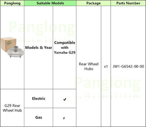 Panglong Yamaha G29 Golf Cart Rear Wheel Hub Part G29 Drive Gas Electric JW1-G6542-00-00