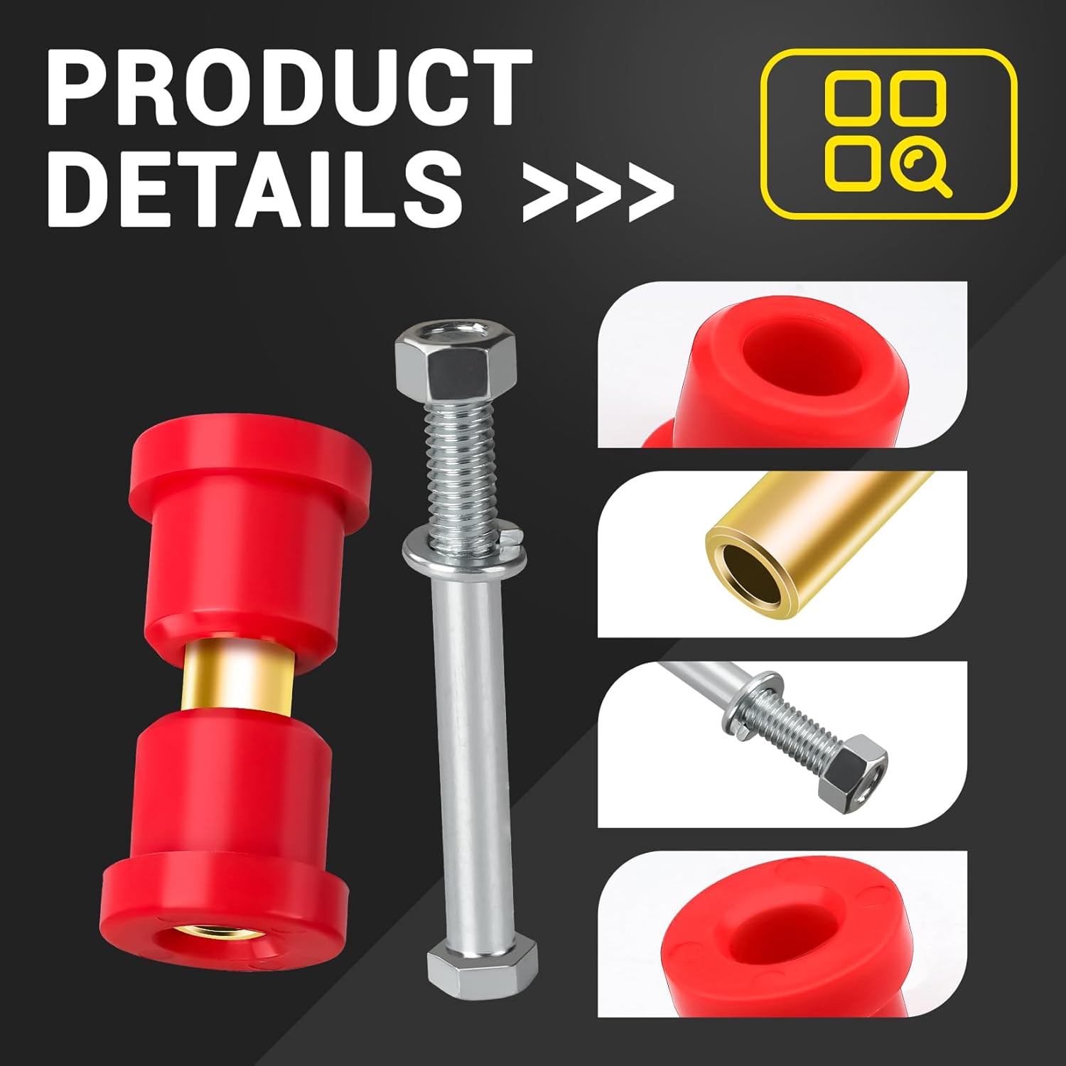 Golf Cart Red Polyurethane Bushings Sleeves and Screw Kit for Club Car DS 1992-UP Models, Front or Rear Leaf Spring Bushings Set OEM 1015583 1012303 8755