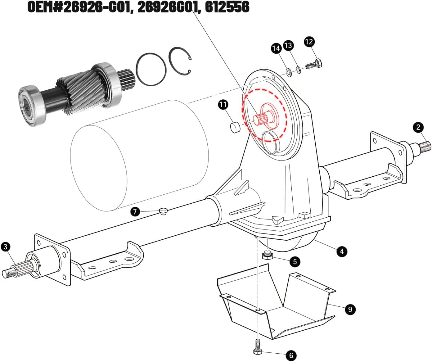 Golf Cart Input Shaft Kit, Include Clasp Spring, O-Ring Seal, Fit for EZGO Marathon 1988-1990, TXT 1994-Up Electric Models, OEM#26926-G01, 26926G01, 612556