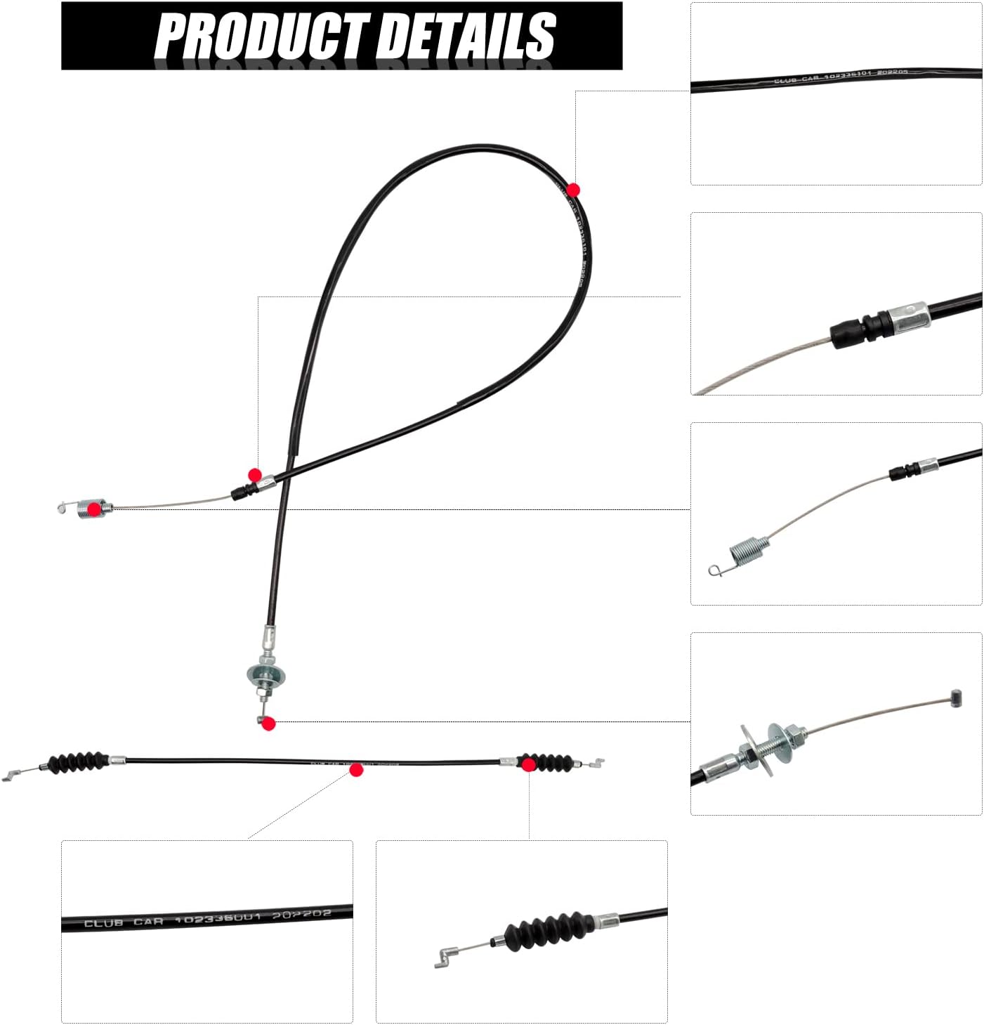 CartClan Golf Cart Club Car DS Governor & Accelerator Cable Snap in Kawasaki FE290 2004 & UP