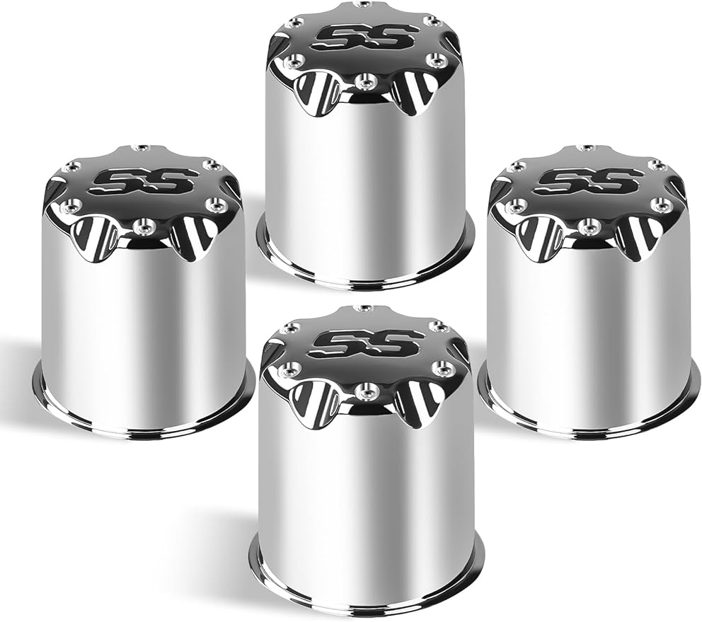 CartClan Golf Cart SS Wheel Center Cap Cover Fits 2.75" Dia Bore Wheel Rim SS Chrome Plastic Center Caps for EZGO Golf Cart Wheel-4 Packs