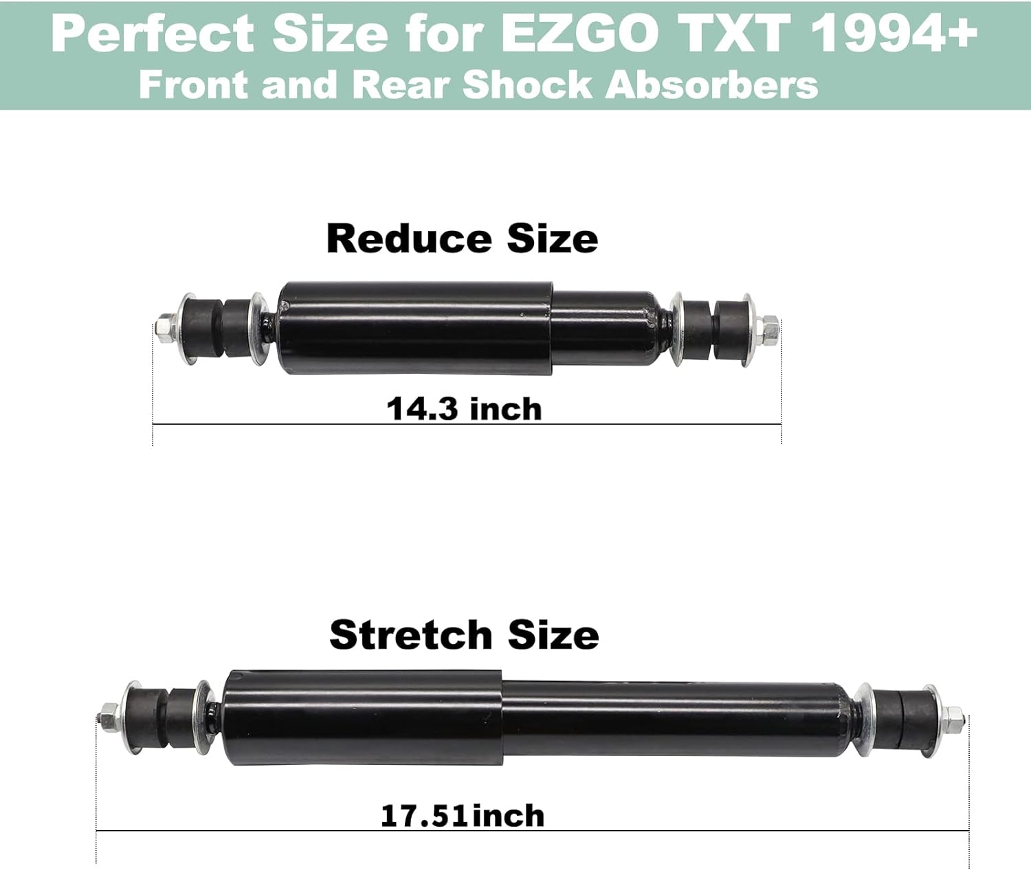 Golf Cart Front and Rear Shock Absorbers for EZGO TXT Golf Carts 1994-2001, Replaces OEM# 76418-G01, 70248-G01, 70324-G01, 76419-G01