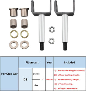 Front End King Pin Repair Kit for Club Car DS 1981-Up Golf Cart 1016386