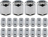 Chrome Golf Cart Center Caps & Wheel Lug Nuts Kit, 4 PCS ITP SS Wheel Hub Cap and 16 PCS Lug Nut for EZGO, Club Car…