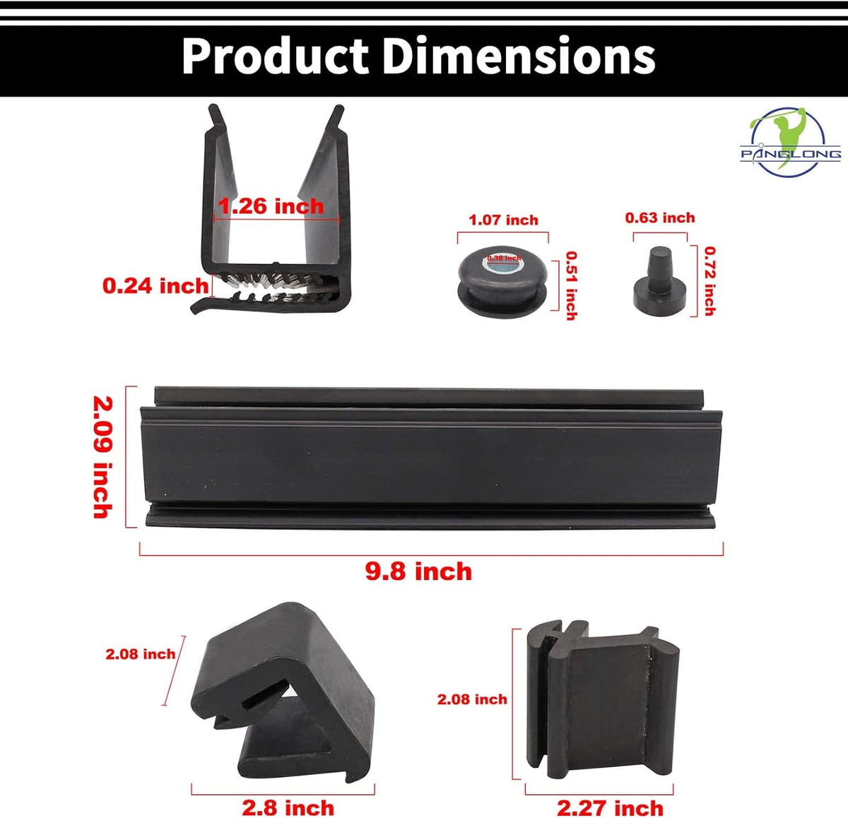 Windshield Sash Clips Kit, Width 1.25 inch Length 10 inch, OME 613136 603852 for EZGO RXV 2008 Up 1-1/4" inch Square Tube Golf Cart