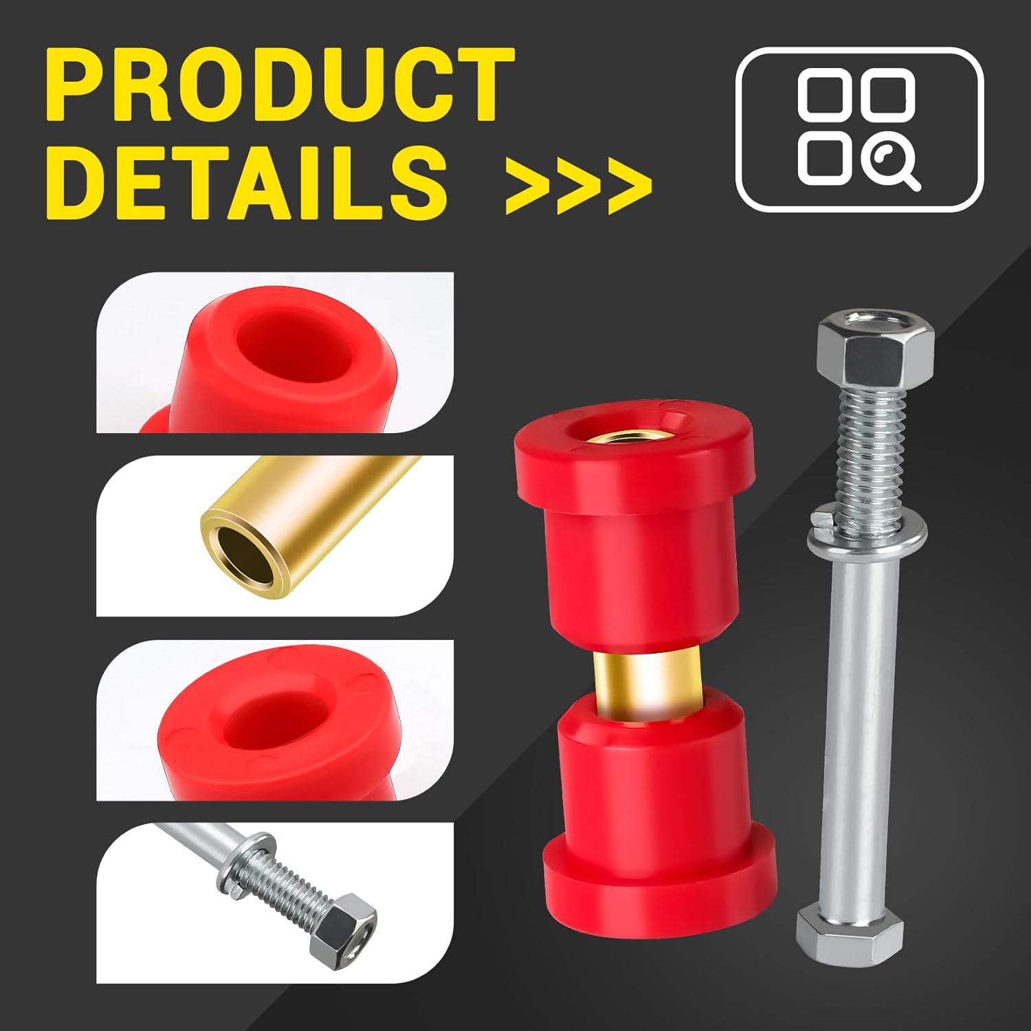 Golf Cart Red Polyurethane Bushings Sleeves and Screw Kit for Club Car DS 1992-UP Models, Rear Spring Bushings Set OEM#1015583 1012303 8755 (2 Set)