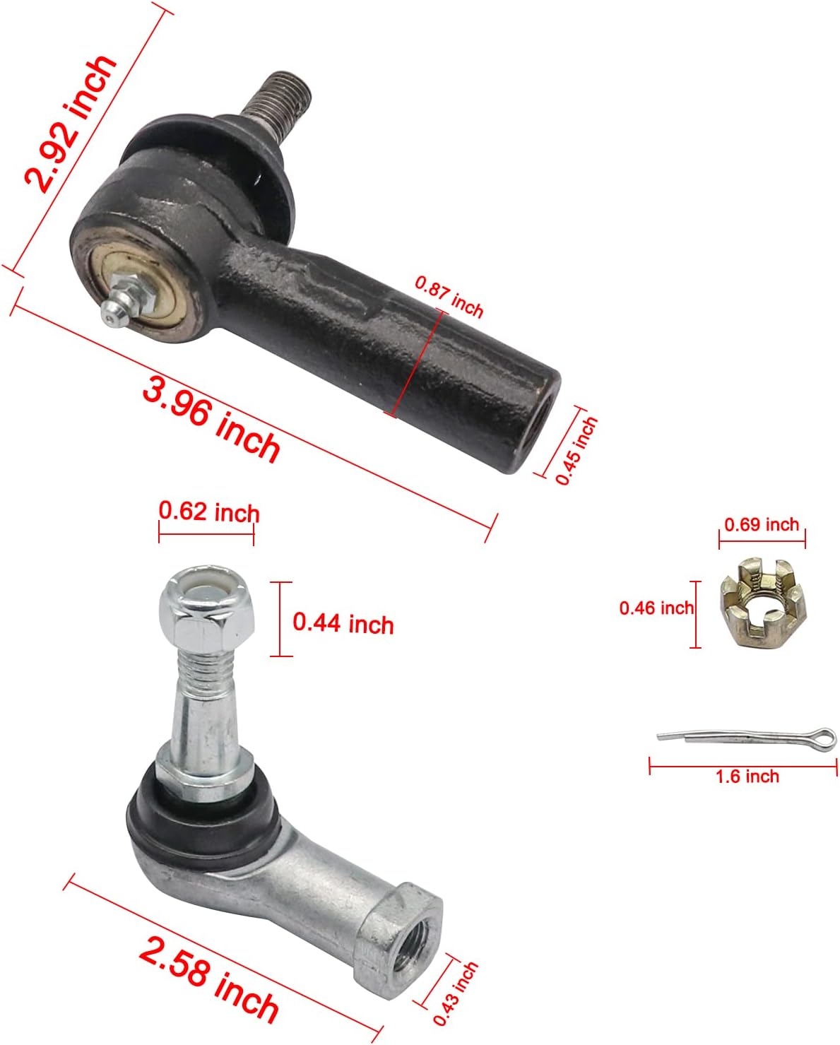 Ball Joint Kit,Tie Rod End Set and Steering Back Outer Ball Joint  Fits 2001-Up EZGO TXT Golf Cart OEM 70902-G01 70902-G02 70695-G01