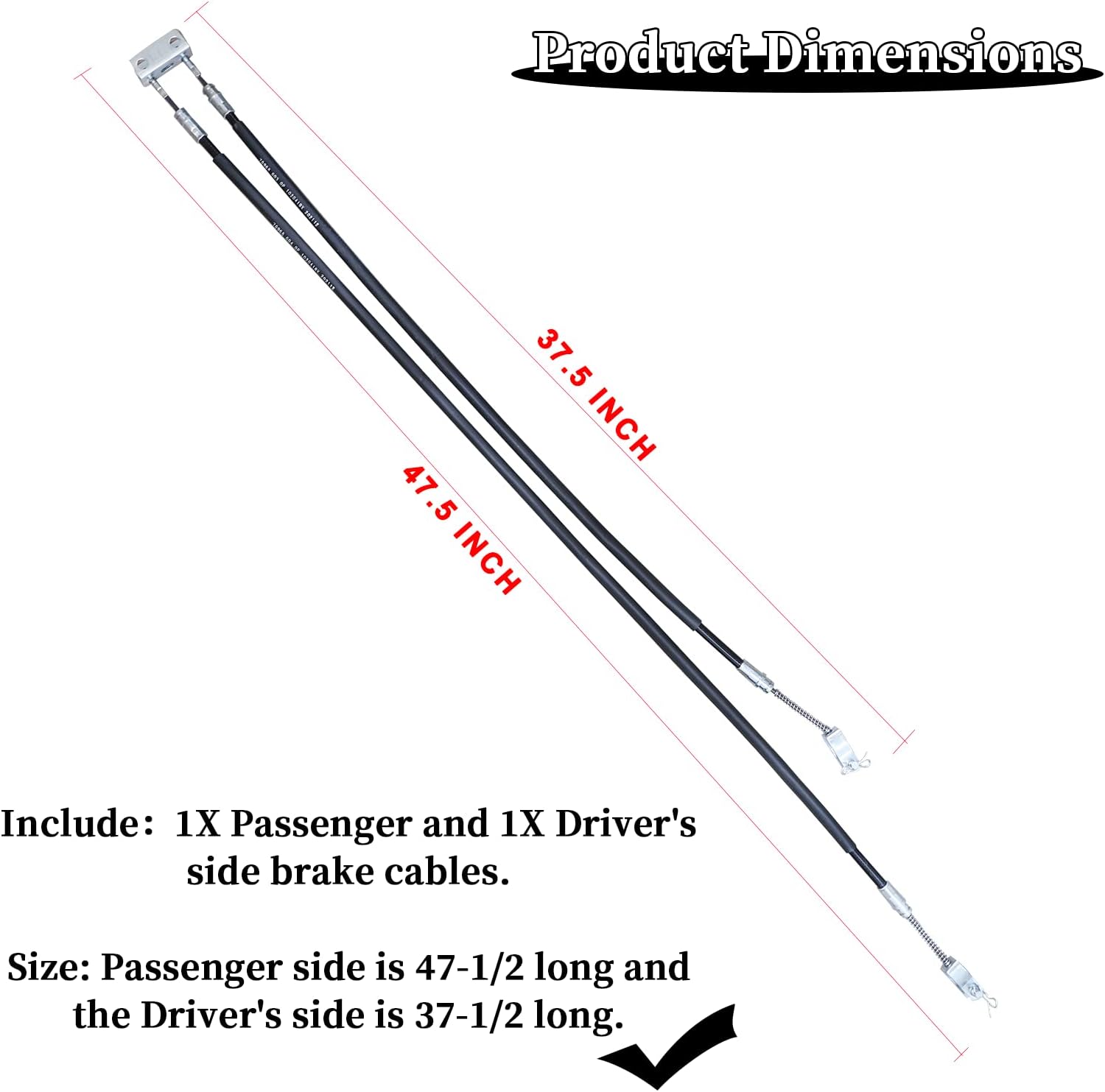 Panglong EZGO TXT Brake Cable Set Passenger and Driver Side Stainless Steel Core for Marathon Medalist Golf Cart 1994-2008 OEM#70969-G03 70716-G03 70273-G03