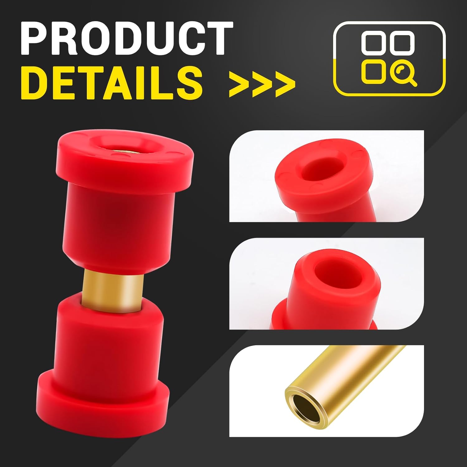 Golf Cart Red Polyurethane Bushings Sleeves Kit for Club Car DS 1992-UP Models, Front Leaf Spring Bushings Kit OEM 1015583 1012303