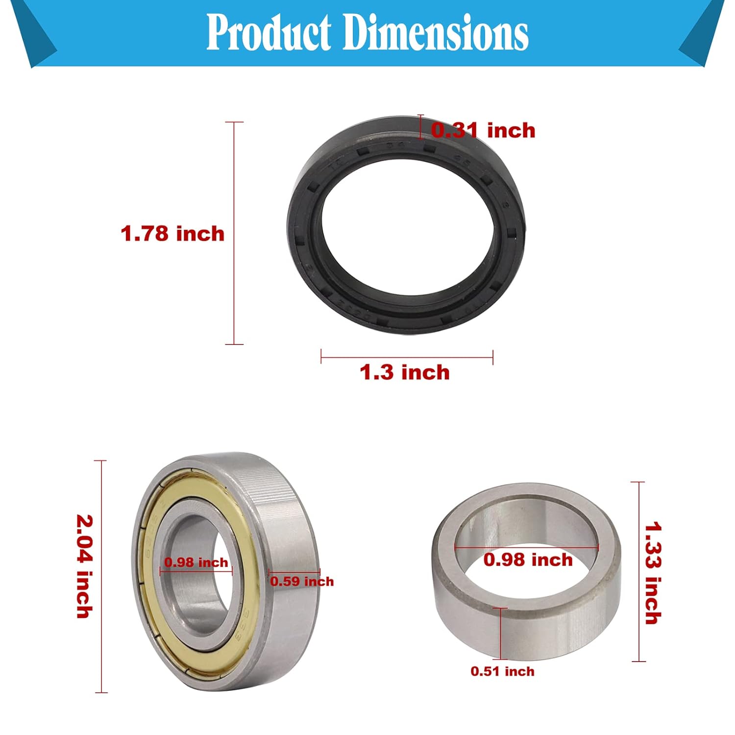 CartClan Rear Axle Bearing Bushing & Oil Seal Kit for Club Car DS & Precedent 1986-2014 Electric Golf Cart OEM 1011291 1014207 1013794