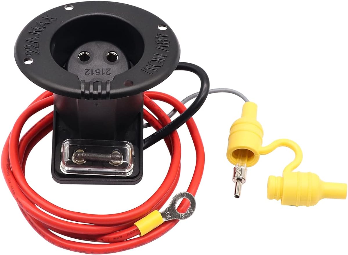 Club Car DS DC Receptacle with 48V Powerdrive Charger Fuse Receptacle,Golf Cart OEM 1018949-01 101802101 1017968-01