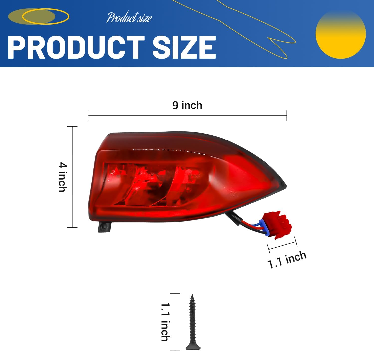 Golf Cart LED Tail Lights for Club Car Precedent 2004-Up and Tempo 2018-Up Models Replacements, 12V with 3 Pin Wires Rear Light Kit Driver and Passenger Side