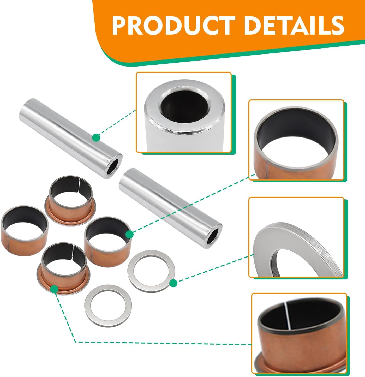 DRIVE-UP EZGO TXT/RXV Golf Cart Bushing Spindle King Pin Tube, Claw Copper Sleeve Kit, Replaces# 70648G01,70749G01, 70745G01