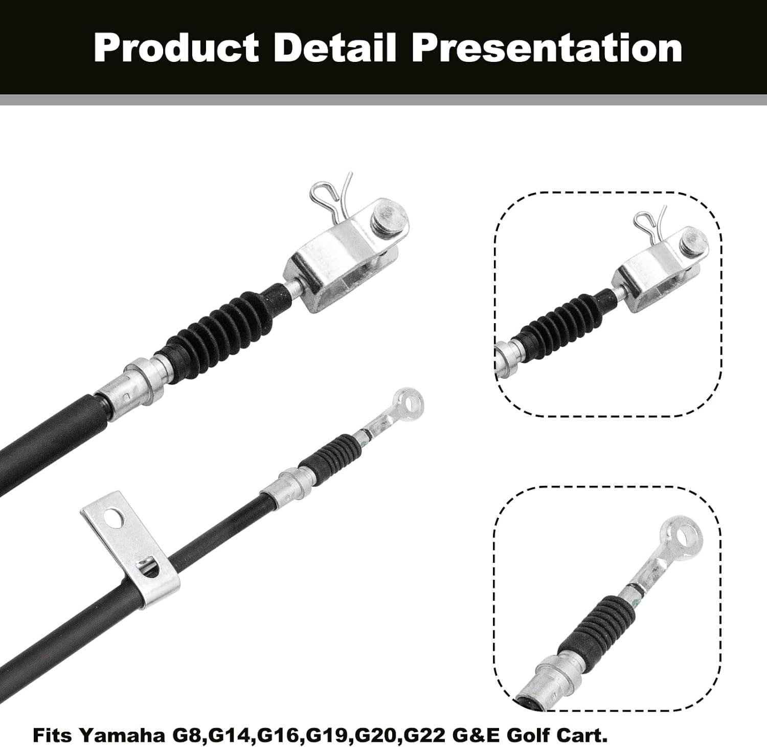 Golf Cart Brake Cable Set Applicable to Yamaha G8,G14,G16,G19,G22 Gas and Electric Replaces Passenger Side#JF2-F6351-10 & Driver Side #JF2-F6341-00 (2Pcs)