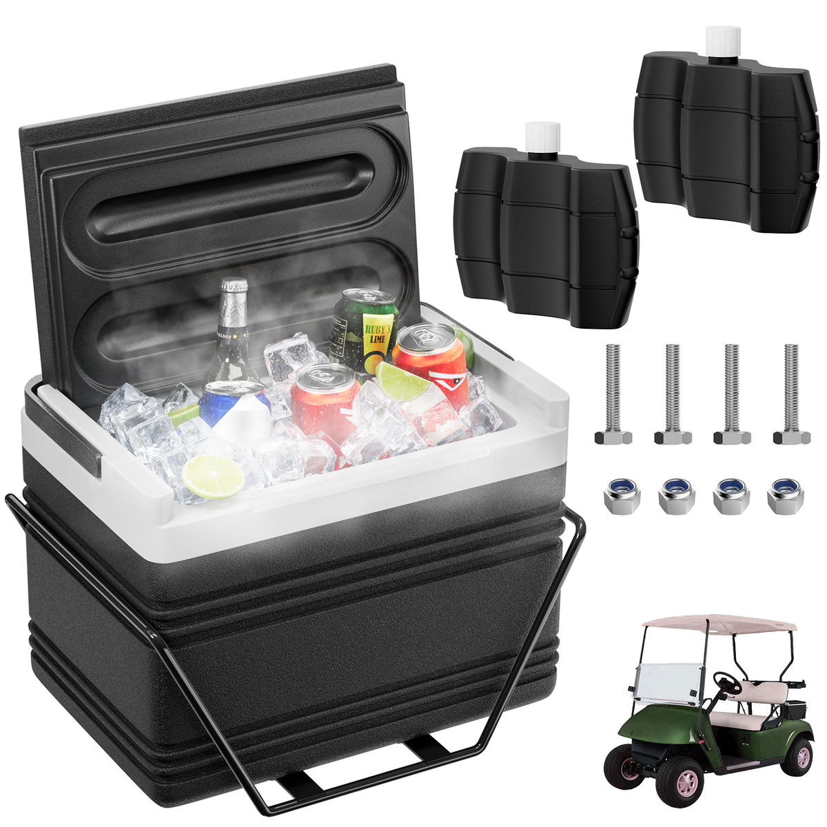 Drive-up Golf Cart Cooler, Golf Cart Cooler with Mounting Bracket Fits EZGO TXT Club Car DS and Yamaha Star Models