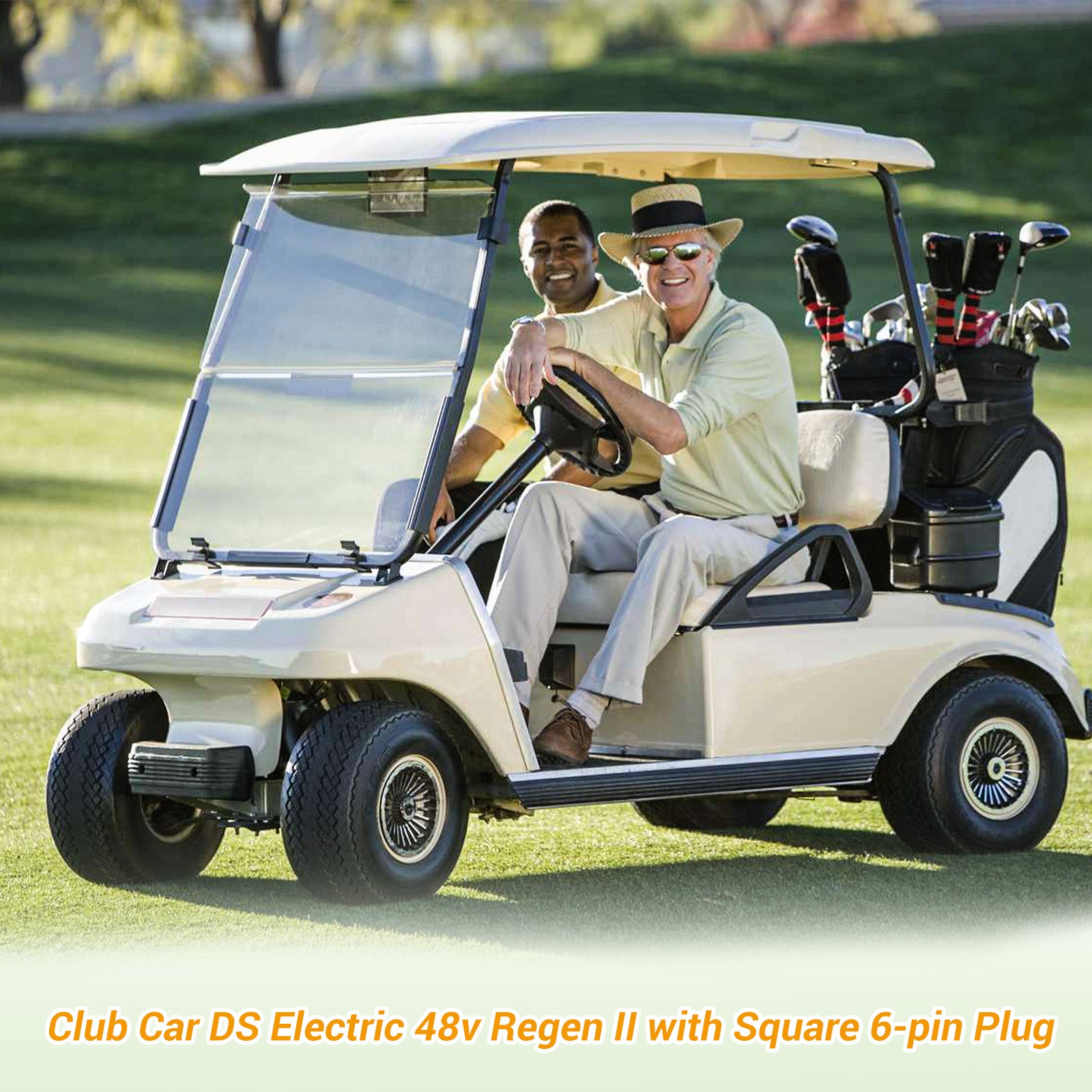 Drive-up Golf Cart On Board Computer OBC with Square 6-Pin Plug for Club Car DS Electric 48v Regen II IQ, OEM #101909902, AM1229201, 102852001, 103359401, 103403101