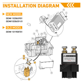 Drive-up 48 Volt OEM Solenoid with Resistance for Club Car New Model DS & Precedent & Tempo, OEM #102865901, 1014947