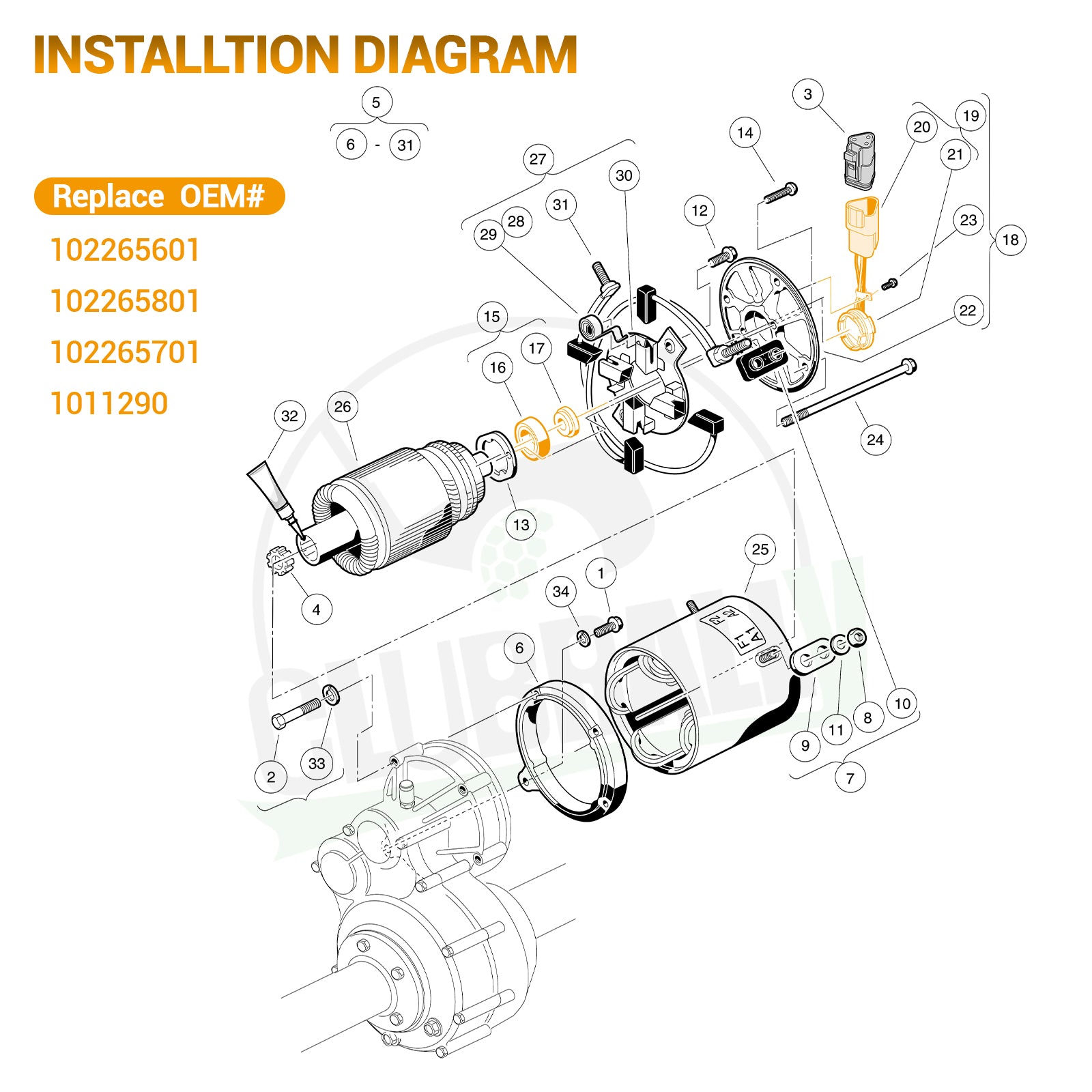 Club Car Speed Sensor and GE Magnet Kit for Golf Cart DS IQ & Precedent with GE Motor Only 102265601 120402100