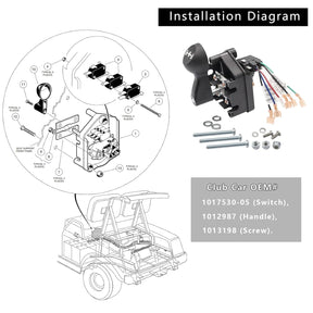 Drive-up Club Car DS 48 Volt Forward Reverse Switch Assembly with Handle, Micro Switch for Golf Cart 1996-Up