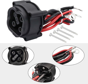 Panglong 48V MAC DC Charger Plug, Powerwise Receptacle for 2008-2010 Yamaha Electric Golf Carts, JR1-H235A-00, JW2-H6181-02