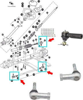 Ball Joint Kit,Tie Rod End Set and Steering Back Outer Ball Joint  Fits 2001-Up EZGO TXT Golf Cart OEM 70902-G01 70902-G02 70695-G01