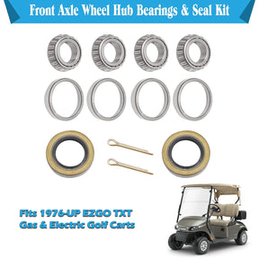 CartClan EZGO TXT Front Axle Wheel Hub Bearings & Seal Kit for 1976-up Gas and Electric Golf Cart OEM# 50892-G1 25146-G1 (2 Set)