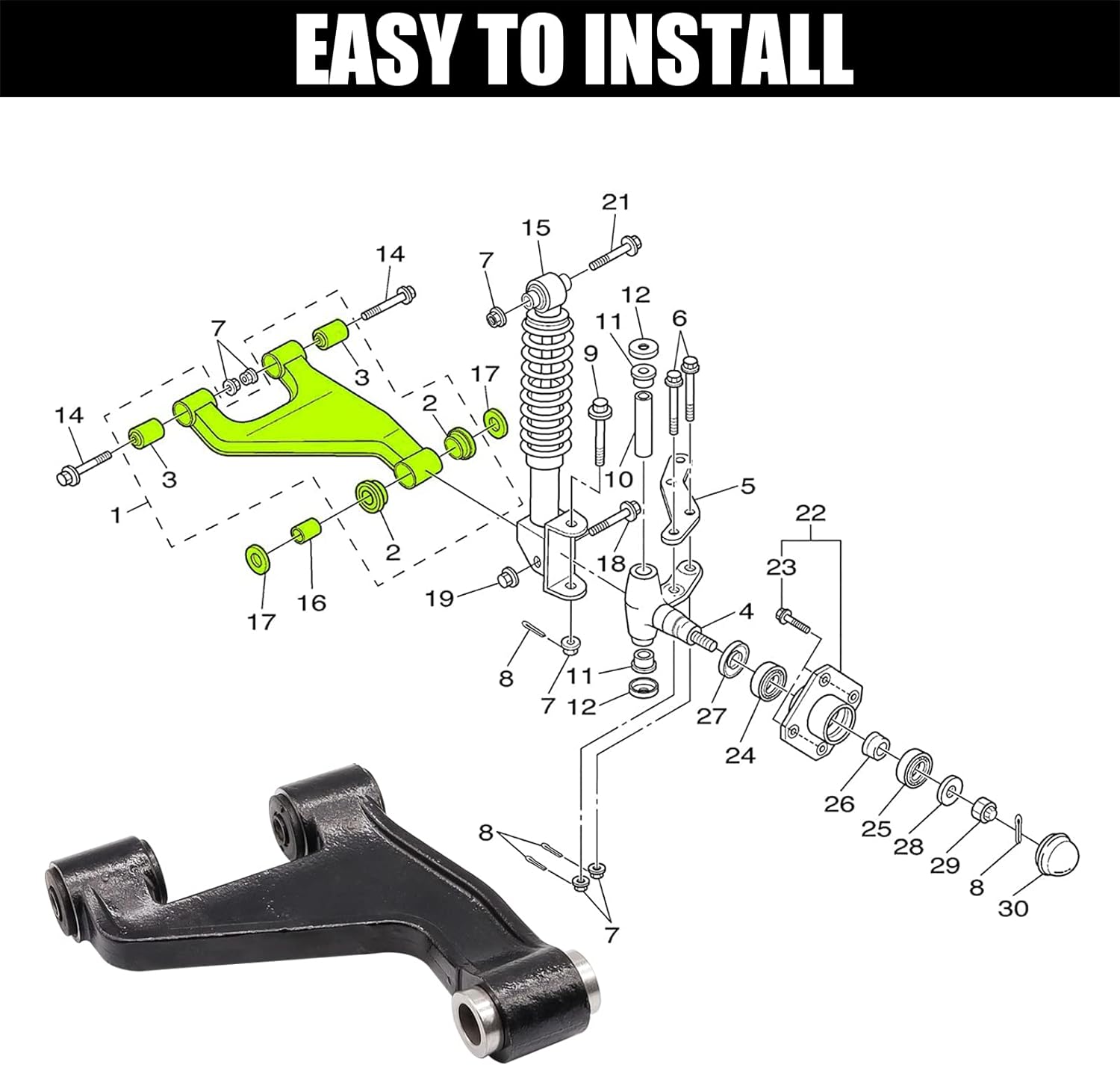 Panglong Golf Cart Front Lower Control Arm Replacement for Yamaha G22&G29, Replace OEM #JU0-F3570-20