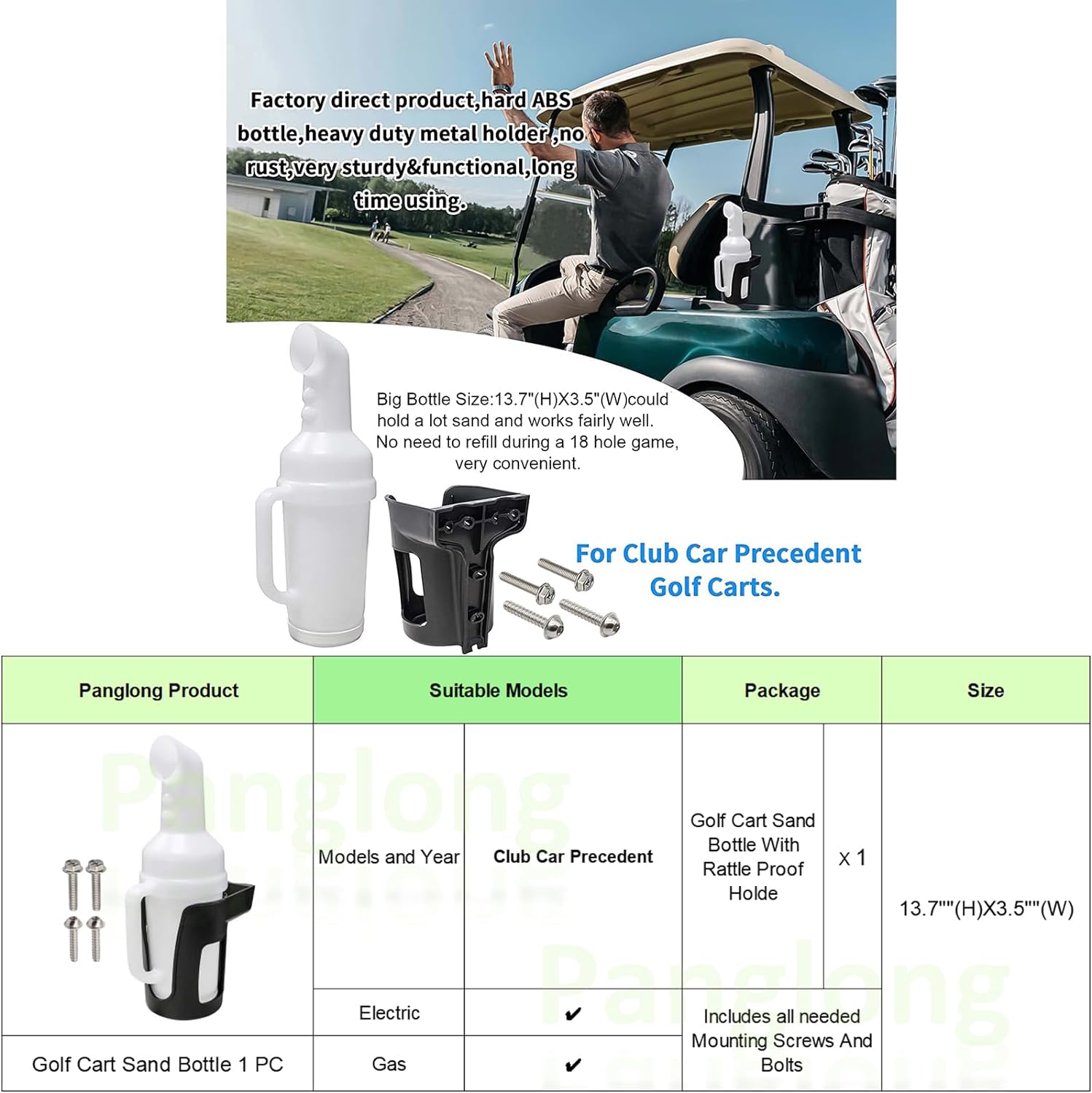 Golf Cart Sand Bottle for Club Car Precedent,Divots Filler Sand & Seed Bottle with Rattle Proof Holder 1 PC