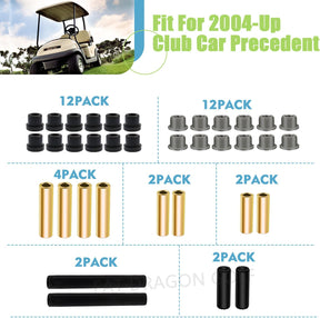 Club Car Precedent Bushing Kit-Polyurethane, Front Suspension & Rear Suspension and A Arm Bushing Kits, Suitable for Precedent 2004-Up, OEM #102506601, 102506401, 102956201, 102956201