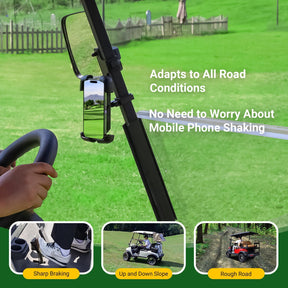 Drive-up Golf Cart Phone Holder, Cell Phone Mount Holder for Club Car EZGO Yamaha and Square Tubing Villager Carts