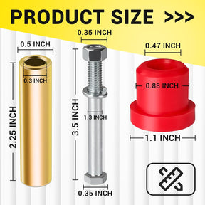 Golf Cart Red Polyurethane Bushings Sleeves and Screw Kit for Club Car DS 1992-UP Models, Rear Spring Bushings Set OEM#1015583 1012303 8755 (2 Set)