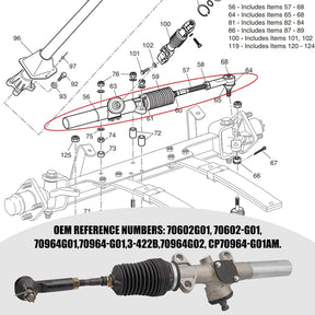 Steering Box Assembly (Rack and Pinion), Fits: 2001 & Newer EZGO Txt Models OEM Part #'s: 70602G01, 70964-G01. Gas Or Electric Carts.