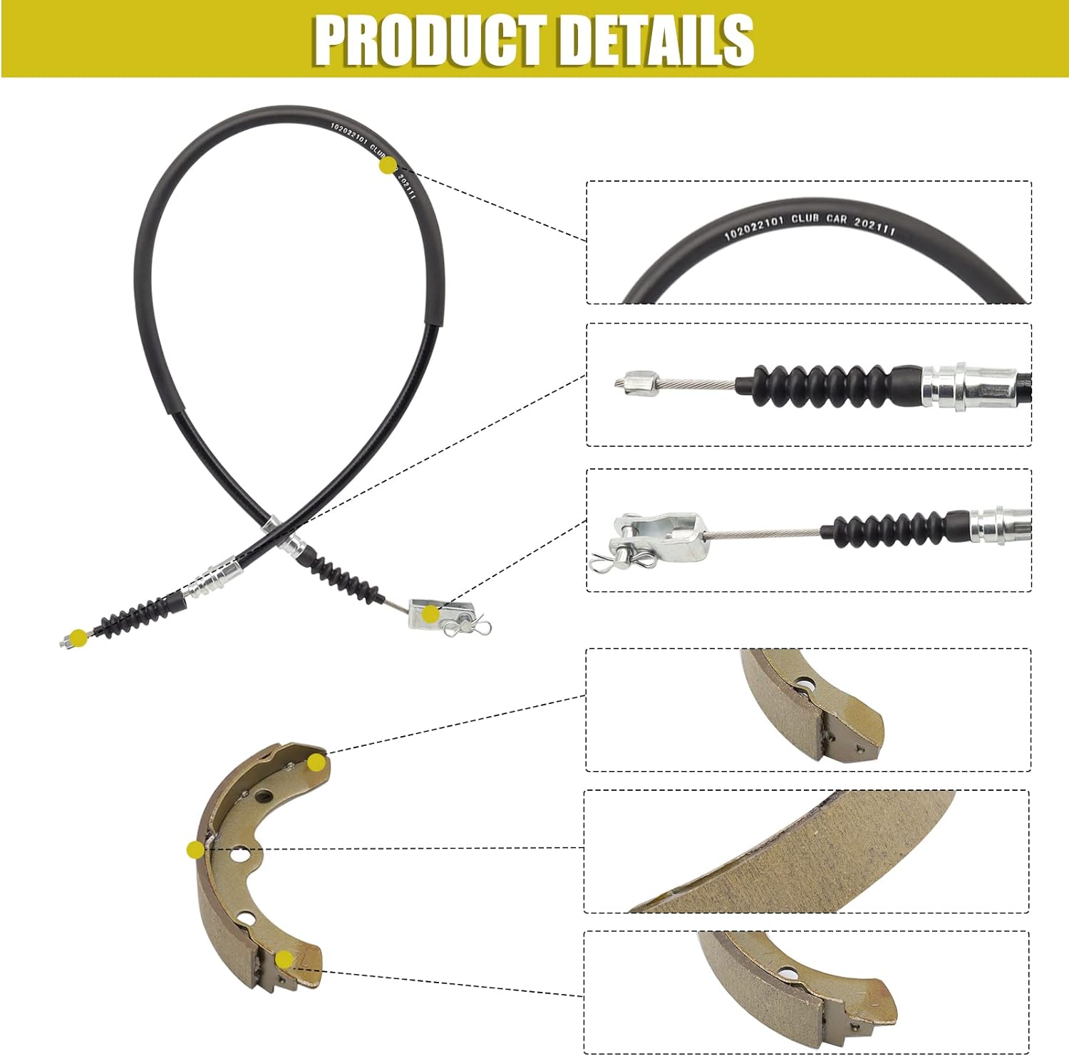 Club Car DS Deluxe Brake Golf Cart Maintenance Kit 2000 up -Contain Brake Drum/Hub,Brake Cables & Brake Shoes